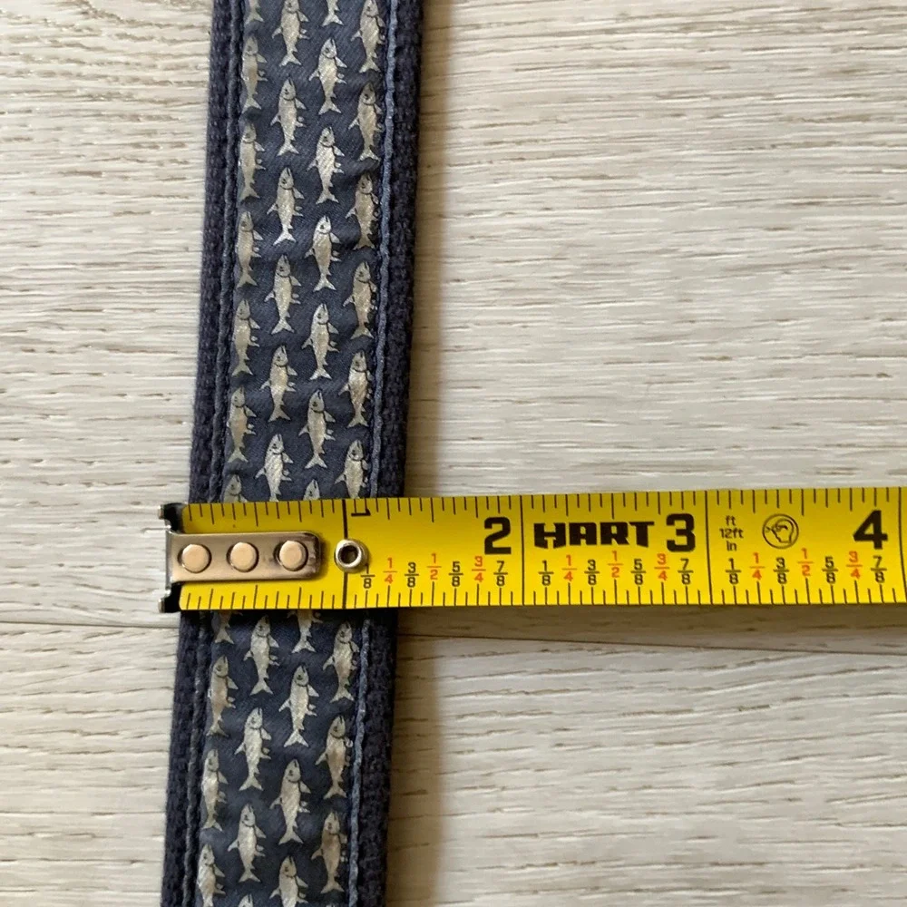 Vineyard Vines Boys‎ Navy Blue Fish Canvas Leather Club Belt Size 28 Made in USA